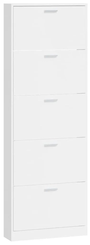 vidaXL Παπουτσοθήκη Γυαλιστερό Λευκό 59x17x169 εκ. Επεξεργασμένο Ξύλο