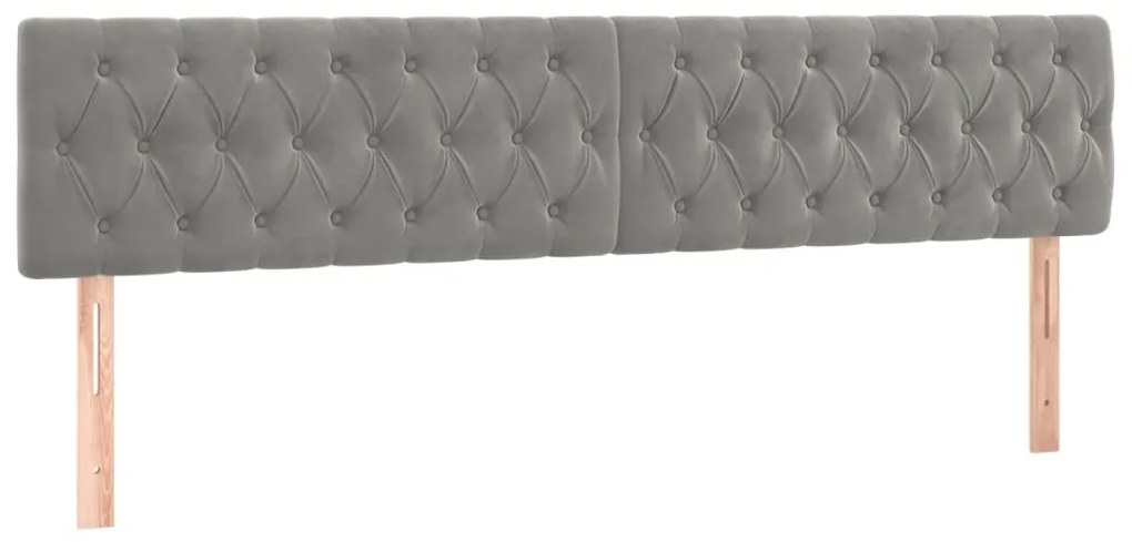 vidaXL Κρεβάτι Boxspring με Στρώμα Ανοιχτό Γκρι 200x200 εκ. Βελούδινο