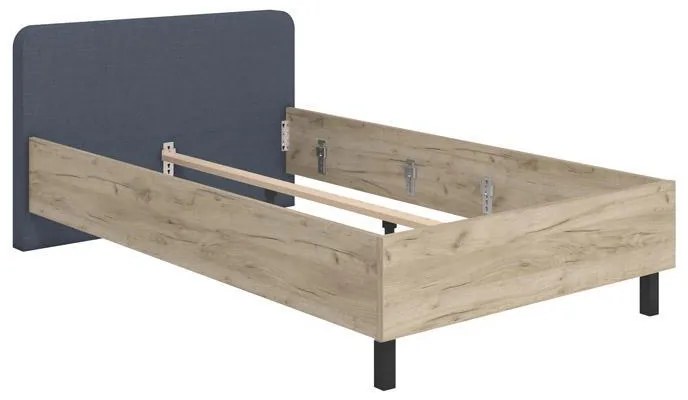 Κρεβάτι Barletta 120 Ημίδιπλο Artisan oak - Γκρί Ύφασμα 120x200 εκ. 131x213.5x85.5 εκ.