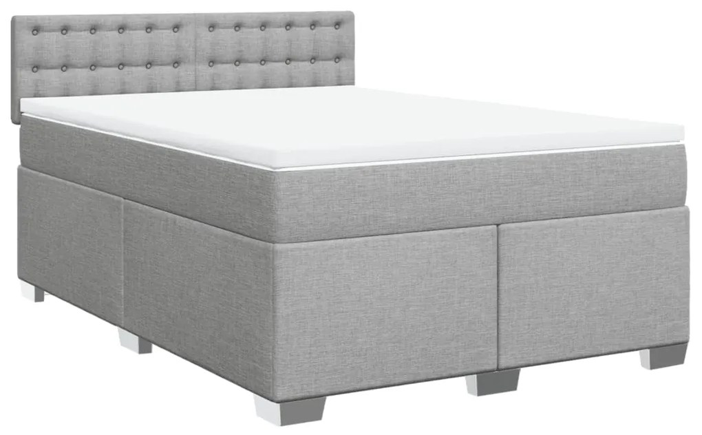 Κρεβάτι Boxspring με Στρώμα Ανοιχτό Γκρι 140x190 εκ. Υφασμάτινο - Γκρι