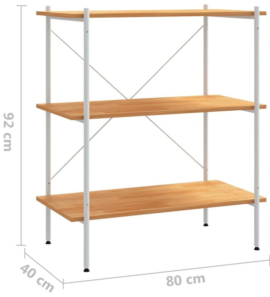 Ραφιέρα 3 Επιπέδων Λευκή και Δρυς 80 x 40 x 92 εκ. - Λευκό