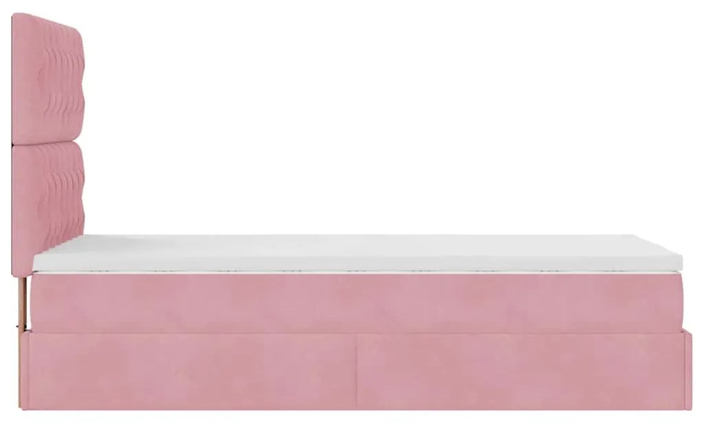 Οθωμανικό κρεβάτι με στρώματα &amp; LEDs Ροζ 90x190cm Velvet 3314365