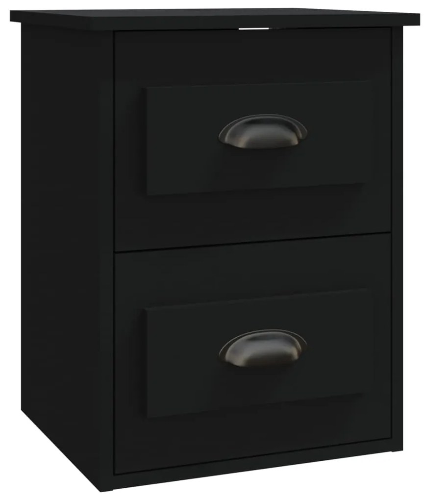 vidaXL Κομοδίνα Επιτοίχια 2 τεμ. Μαύρα 41,5 x 36 x 53 εκ.