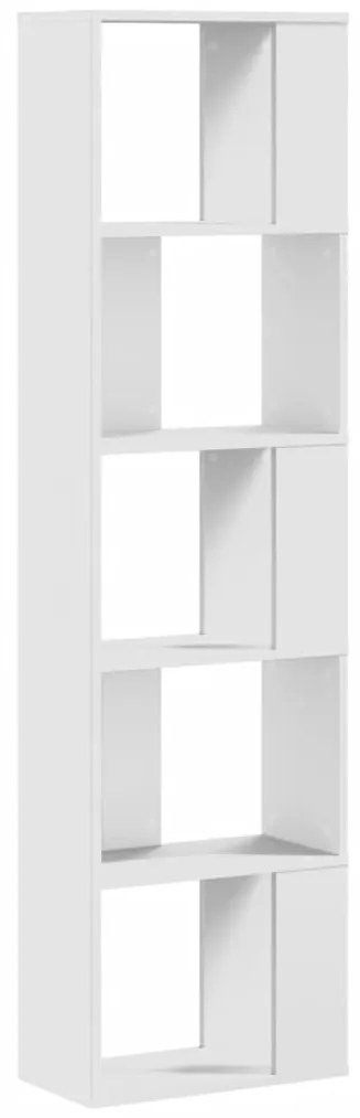 Βιβλιοθήκη 5 Επιπέδων Λευκή 45 x 23,5 x 162,5 εκ. Επεξεργ. Ξύλο - Λευκό