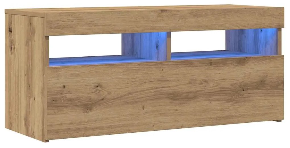 vidaXL Έπιπλο Τηλεόρασης με LED Αρτισιανή Δρυς 90x35x40 εκ Επεξ.Ξύλο