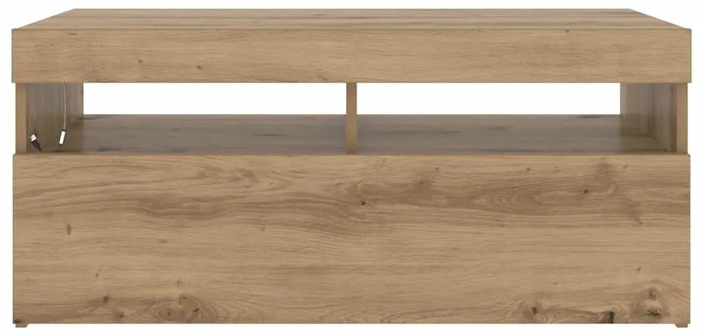 vidaXL Έπιπλο Τηλεόρασης με LED Αρτισιανή Δρυς 90x35x40 εκ Επεξ.Ξύλο