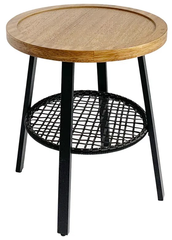 FILET SIDE TABLE ΦΥΣΙΚΟ ΜΑΥΡΟ D45xH52cm - 04-0975