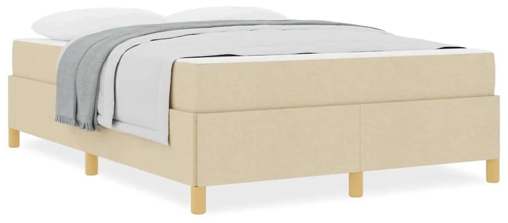 vidaXL Κρεβάτι με ελατήρια Κρέμα και Λευκό 140 x 200 cm ύφασμα
