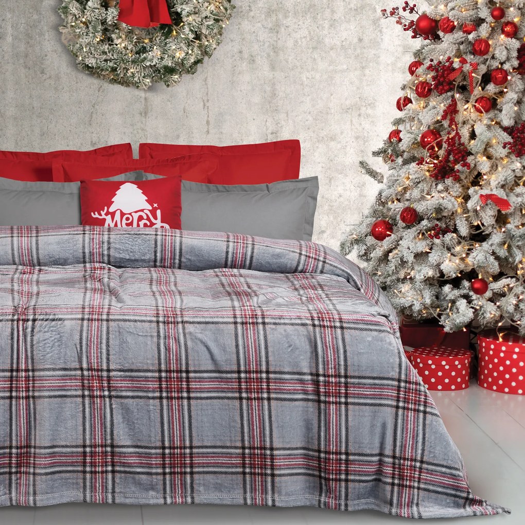 DAS HOME ΚΟΥΒΕΡΤΑ FLEECE 220Χ240 1362 GREY, RED