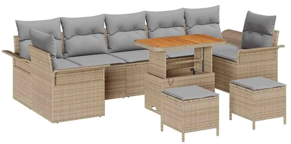 vidaXL Σετ Καναπέ Κήπου 10 pcs Μπεζ, Ανοιχτό Γκρι 90 x 55 x 71 cm