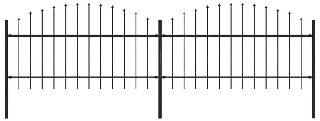 vidaXL Κάγκελα Περίφραξης με Λόγχες Μαύρα (1-1,25) x 3,4 μ. Ατσάλινα