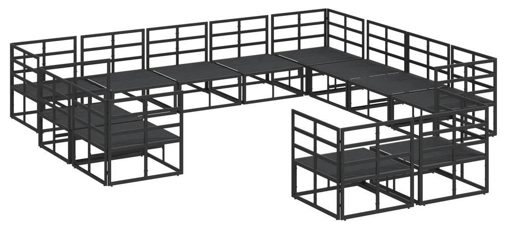 vidaXL Σετ Καναπέ Κήπου 12 pcs Μαύρο 353 x 283 x 71 εκ. Αλουμίνιο