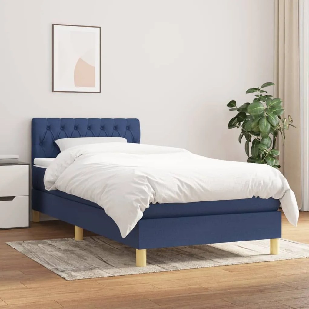 ΚΡΕΒΑΤΙ BOXSPRING ΜΕ ΣΤΡΩΜΑ ΜΠΛΕ 80X200 ΕΚ. ΥΦΑΣΜΑΤΙΝΟ 3140815