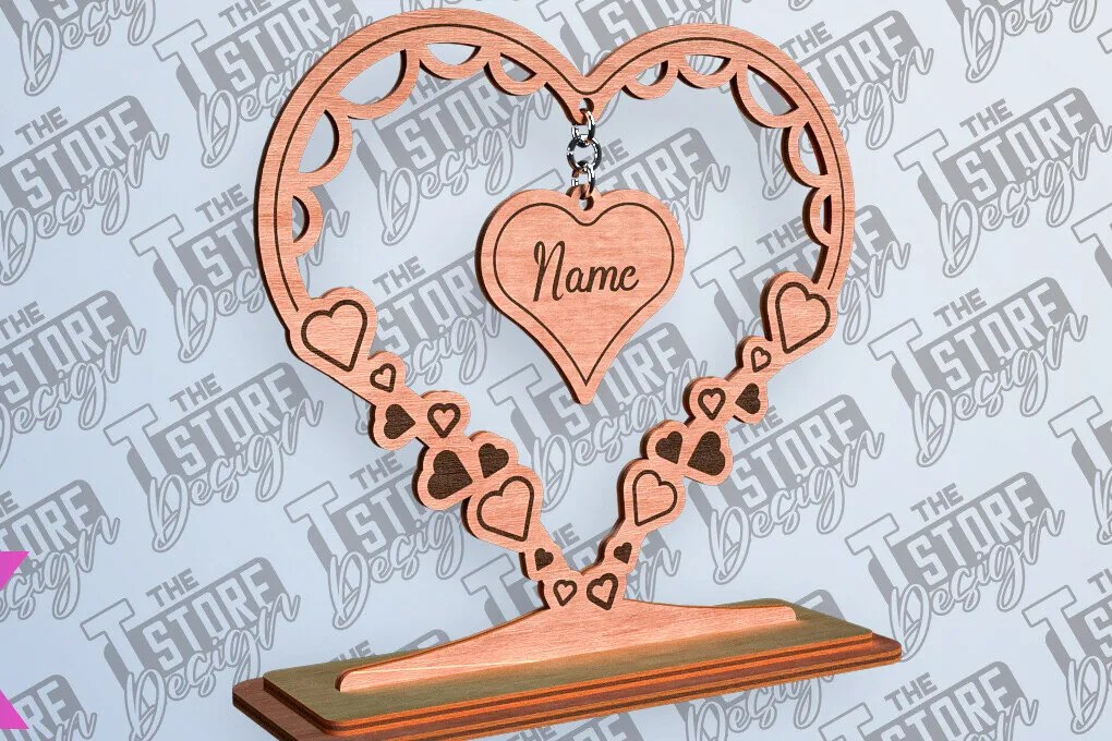 Σετ των 2 Intra απο ξύλο plywood 3mm-4mm πάχος –  βάσης κρεμαστό καρδιών του Αγίου Βαλεντίνου Δίασταση  20x20 cm INTRAFABR-81249639