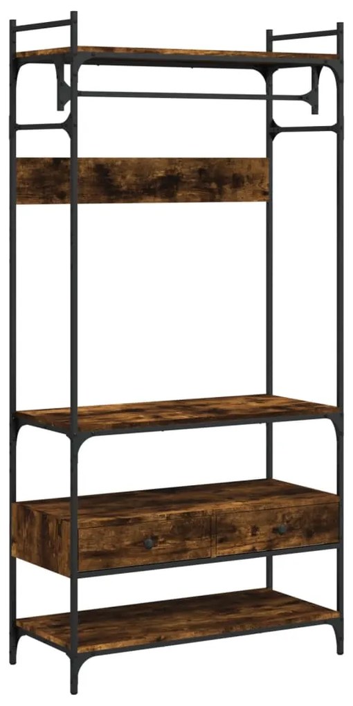 vidaXL Ντουλάπα με Συρτάρια Καπνιστή Δρυς 89x39x184,5εκ. Επεξεργ. Ξύλο