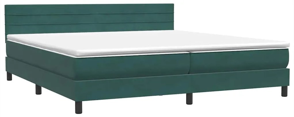 vidaXL Κρεβάτι Boxspring με Στρώμα Σκούρο Πράσινο 200x210εκ. Βελούδινο