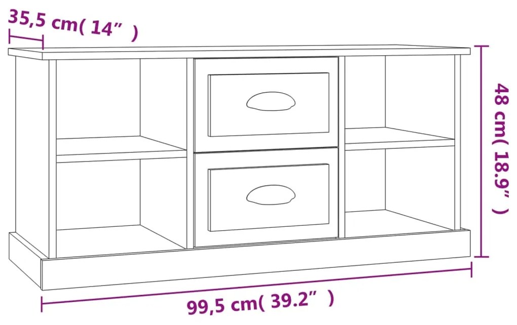 Έπιπλο Τηλεόρασης Γκρι Σκυρ. 99,5x35,5x48 εκ. Επεξ. Ξύλο - Γκρι