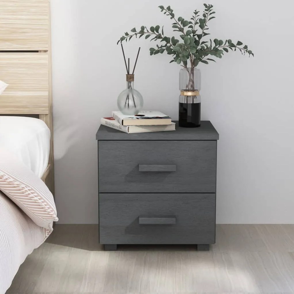 vidaXL Κομοδίνο HAMAR Σκούρο Γκρι 40 x 35 x 44,5 εκ. Μασίφ Ξύλο Πεύκου