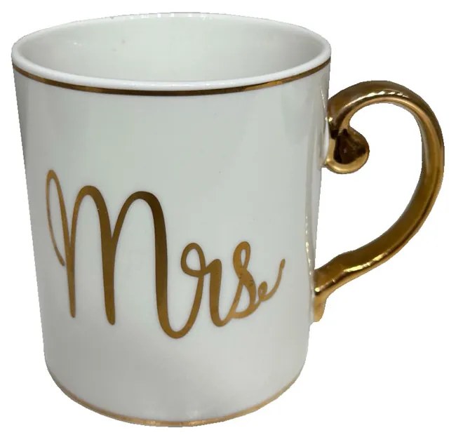 MRS LOVE ΚΟΥΠΑ NEW BONE CHINA ΛΕΥΚΟ ΧΡΥΣΟ D8xH9cm - 028843 - 028843