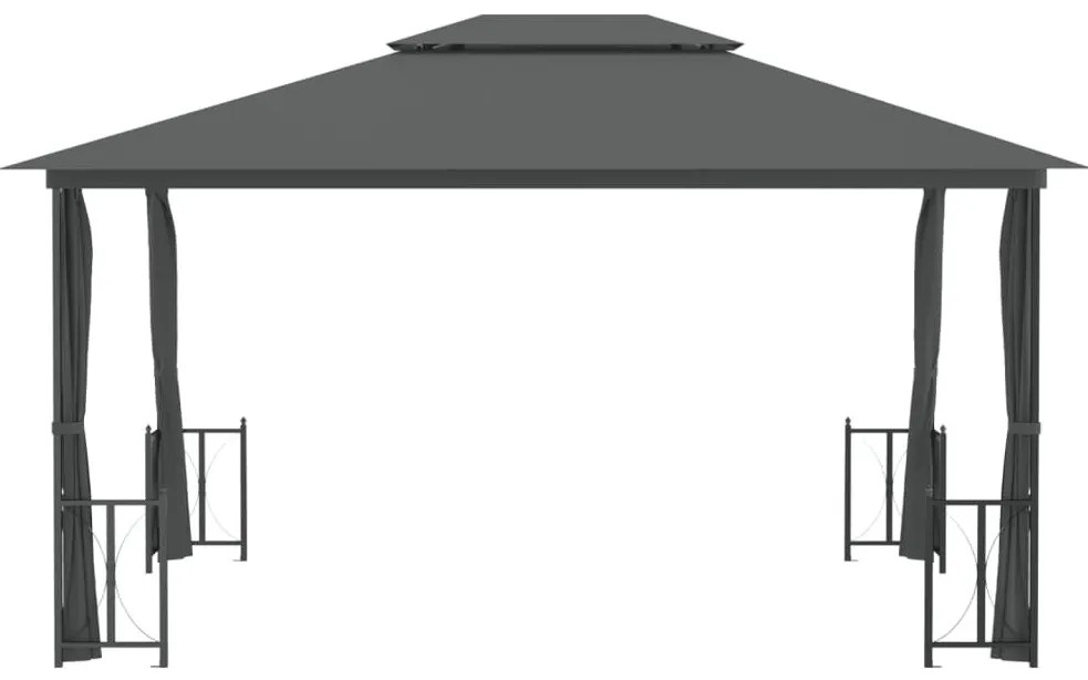 Κιόσκι με Πλευρικά Τοιχώματα και Διπλή Οροφή Ανθρακί 3 x 4 μ. - Ανθρακί