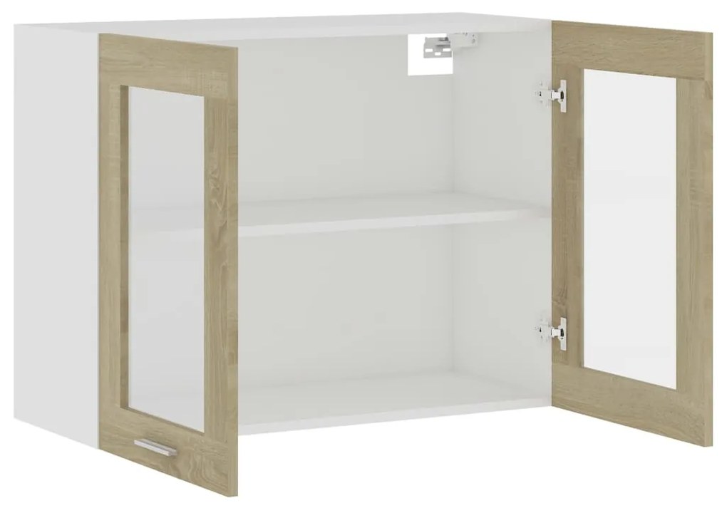 vidaXL Ντουλάπι Κρεμαστό με Τζάμι Sonoma Δρυς 80x31x60 εκ. Μοριοσανίδα