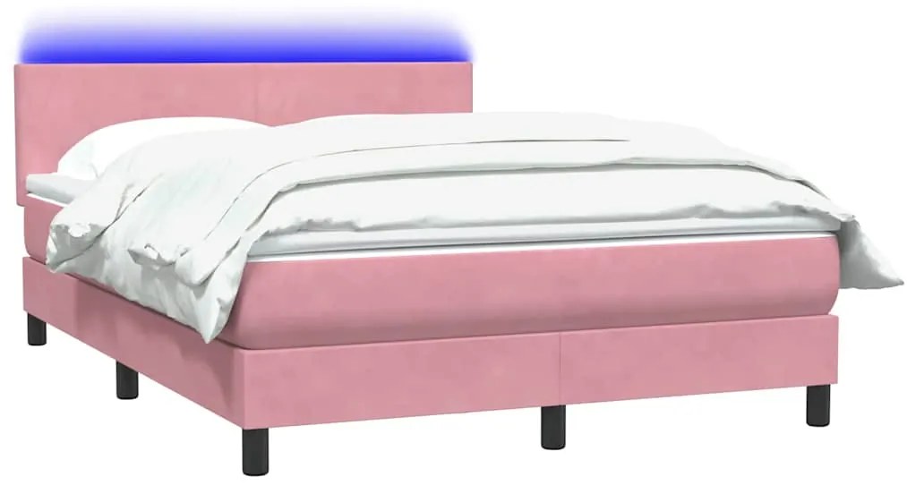 vidaXL Κρεβάτι Boxspring με Στρώμα Ροζ 160x210 εκ. Βελούδινο