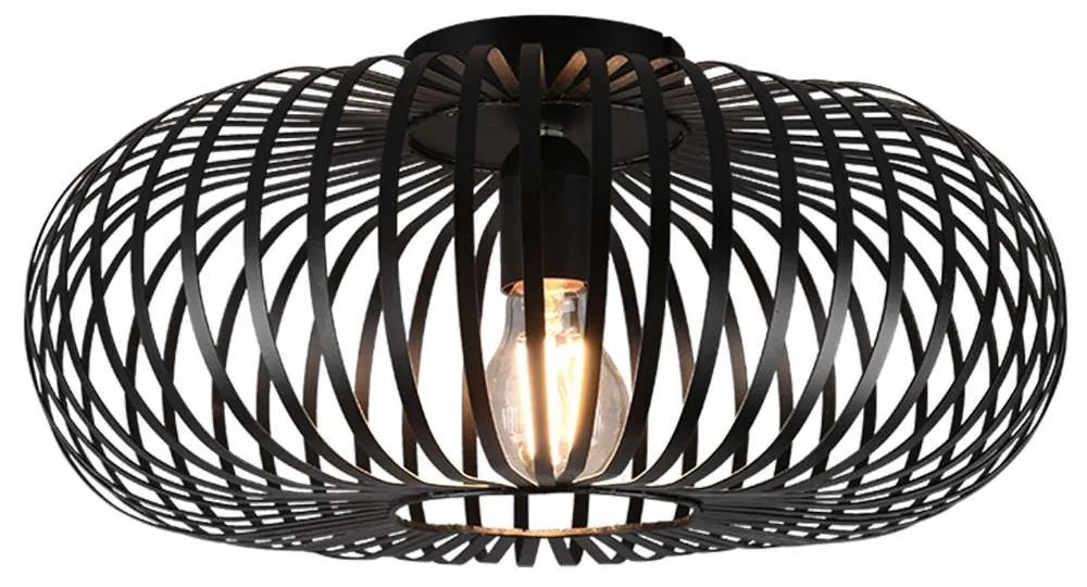 Φωτιστικό Οροφής - Πλαφονιέρα Johann 606900132 1xE27 60W Φ40cm 17cm Black Mat Trio Lighting Metal