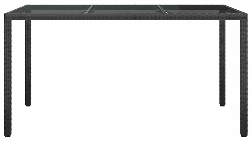 vidaXL Τραπέζι Κήπου για Φαγητό Μαύρο 150 x 90 x 75 cm Πολυ ράταν