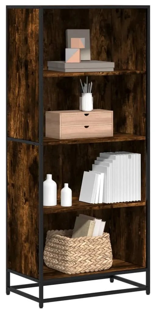 Βιβλιοθήκη καπνιστή βελανιδιά 60x35x139 cm Ξύλινη κατασκευή - Καφέ