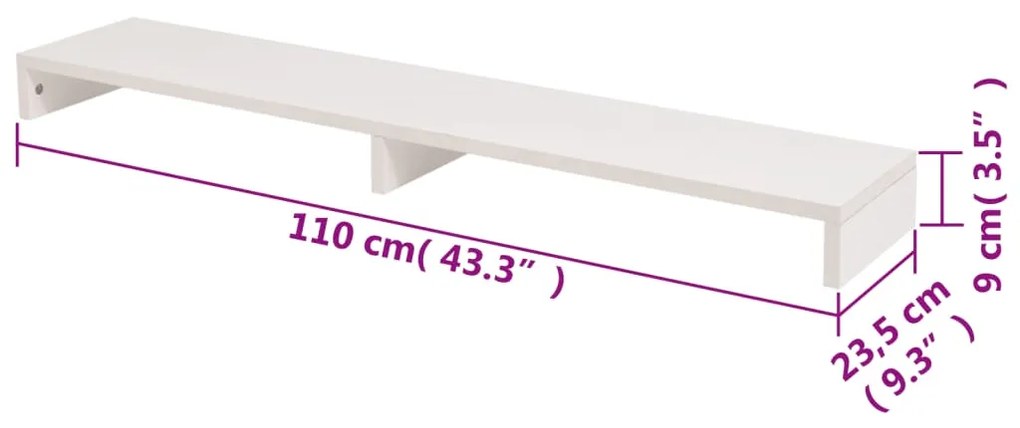 vidaXL Βάση Οθόνης Λευκή 110x23,5x9 εκ. από Μοριοσανίδα