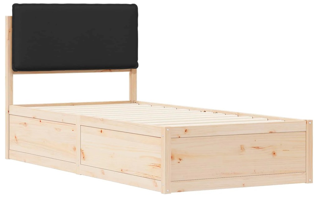 vidaXL Σκελετός Κρεβατιού με Επενδεδυμένο Κεφαλάρι Μαύρο 100 x 200 cm