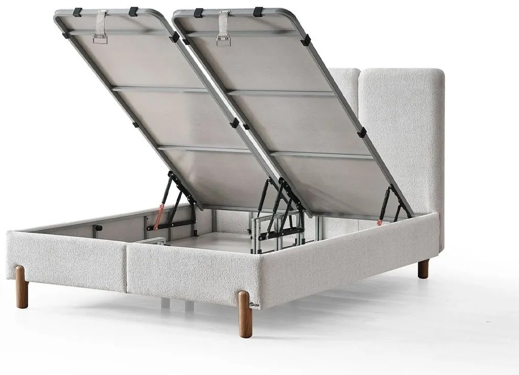 Επενδυμένο Κρεβάτι BOHEM Διπλό με Αποθηκευτικό χώρο και Ανατομικό Στρώμα Μπέζ 160x200εκ. 160x200x123 εκ.