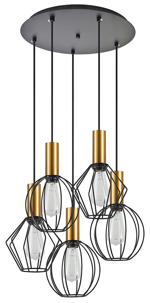 Φωτιστικό Οροφής Adept Flex 77-8936 42x42x300cm 5xE27 60W Black-Gold Homelighting