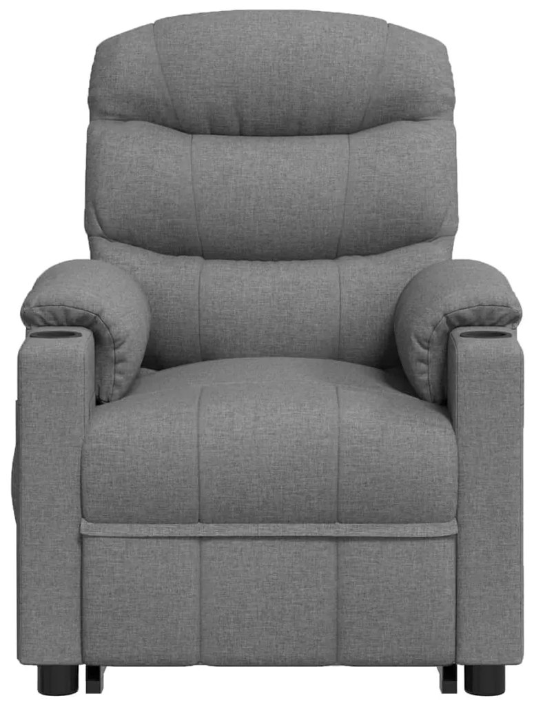 vidaXL Πολυθρόνα Μασάζ με Ανύψωση Ανοιχτό Γκρι Υφασμάτινη