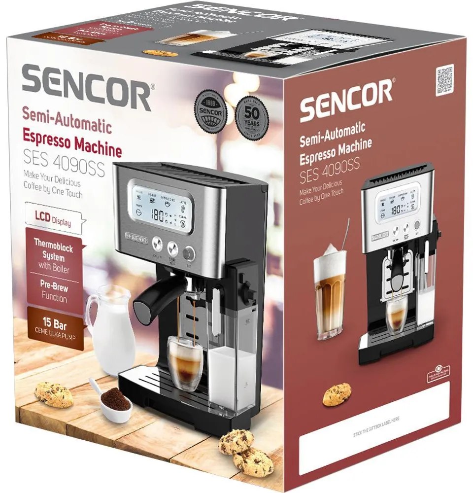 Μηχανή Espresso Ημιαυτόματη 15Bar 1.450W Sencor SES 4090SS Ασημί