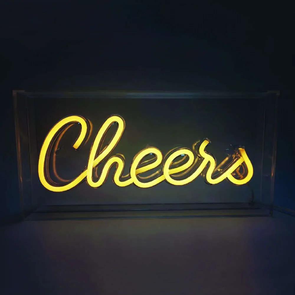 Διακοσμητικό Φωτιστικό Επιτραπέζιο Neon Cheers Led X13901717 30x4,6x15cm RGB Με Usb Clear Aca
