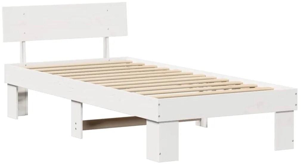 vidaXL Σκελετός Κρεβατιού Λευκό 90 x 200 cm Μασίφ ξύλο πεύκου