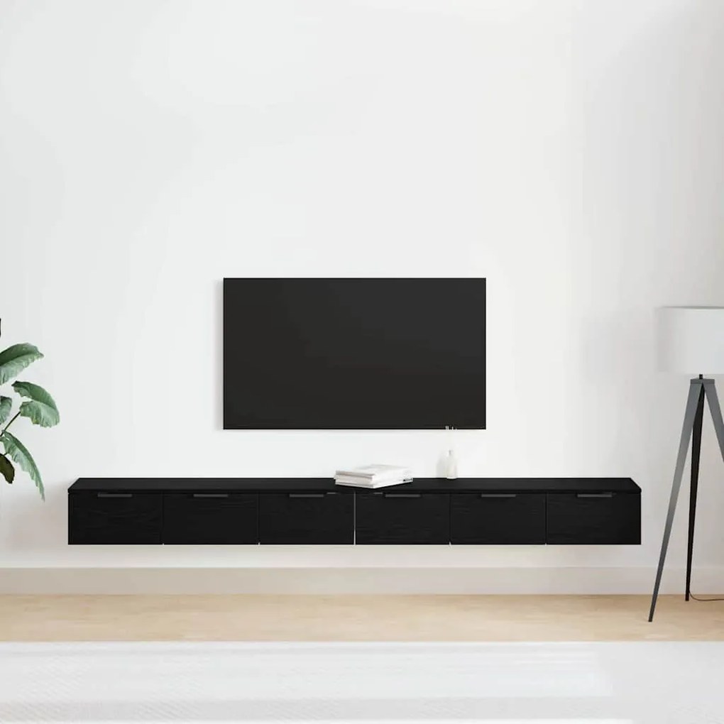 vidaXL Ντουλάπα Τοίχου με συρτάρι 2 pcs Μαύρη δρυς 102 x 30 x 20 εκ.