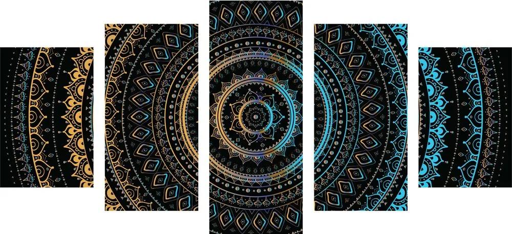 Εικόνα 5 τμημάτων Mandala με μοτίβο ήλιου - 200x100