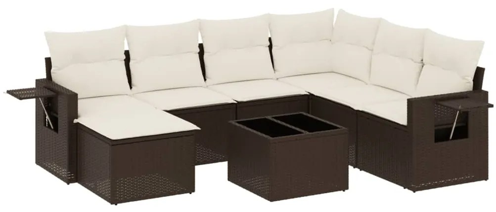 vidaXL Σαλόνι Κήπου Σετ 8 Τεμαχίων Καφέ Συνθετικό Ρατάν με Μαξιλάρια