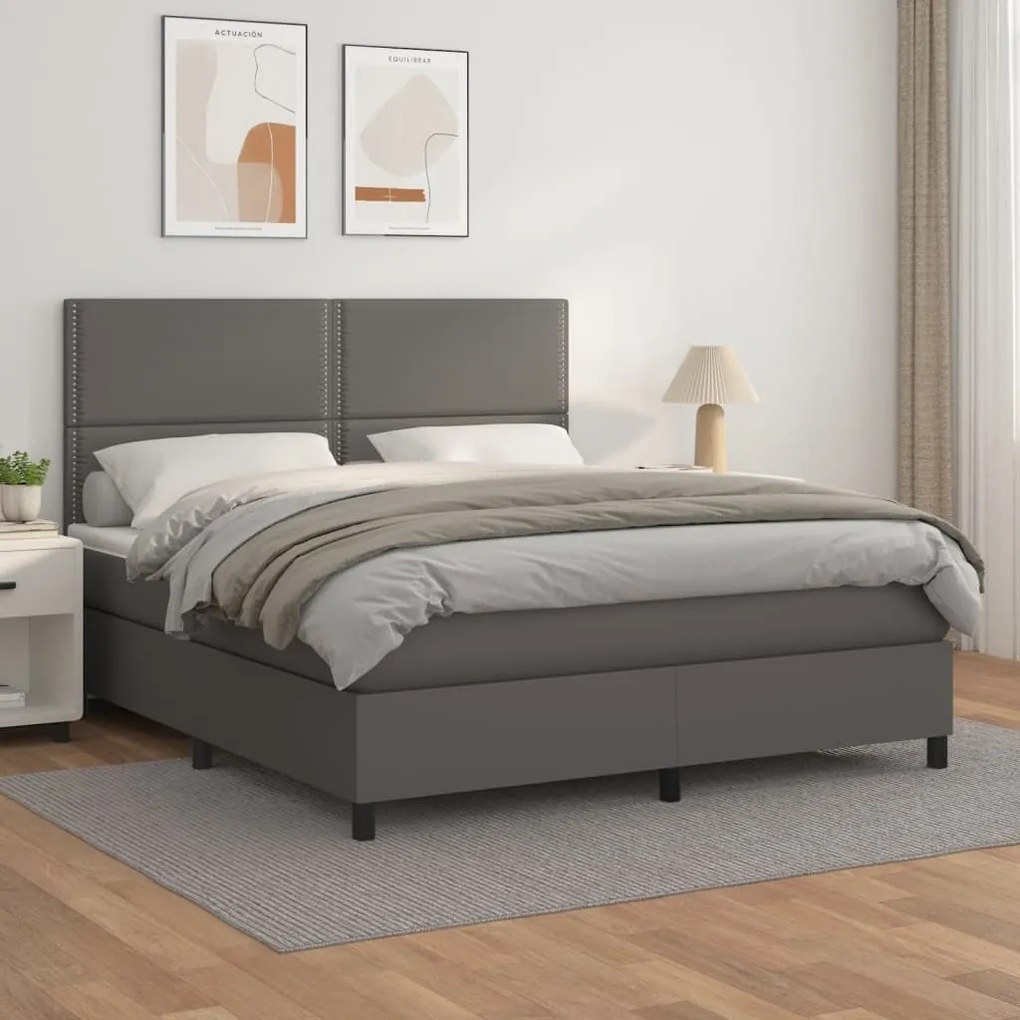 ΚΡΕΒΑΤΙ BOXSPRING ΜΕ ΣΤΡΩΜΑ ΓΚΡΙ 160X200ΕΚ. ΑΠΟ ΣΥΝΘΕΤΙΚΟ ΔΕΡΜΑ 3142795