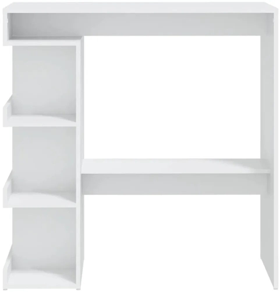 vidaXL Τραπέζι Μπαρ με Ράφια Λευκό 100x50x101,5 εκ. από Επεξ. Ξύλο