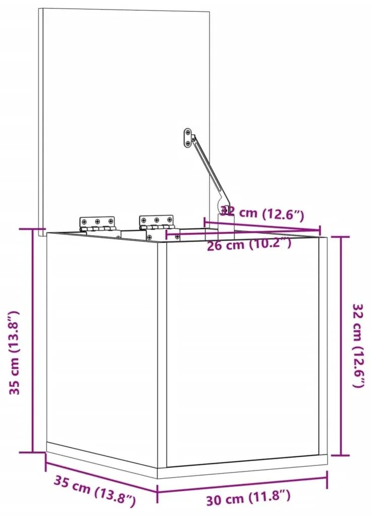 Κουτί Αποθήκευσης Λευκό 30 x 35 x 35 εκ. από Επεξεργασμένο Ξύλο - Λευκό