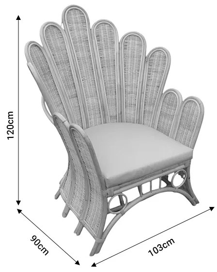 Πολυθρόνα Fragia Inart με μπεζ μαξιλάρι-φυσικό rattan 103x90x120εκ