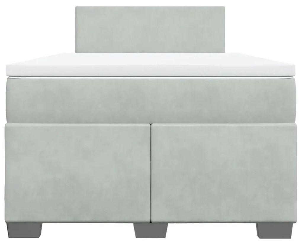 vidaXL Κρεβάτι Boxspring με Στρώμα Ανοιχτό Γκρι 120x190 εκ. Βελούδινο