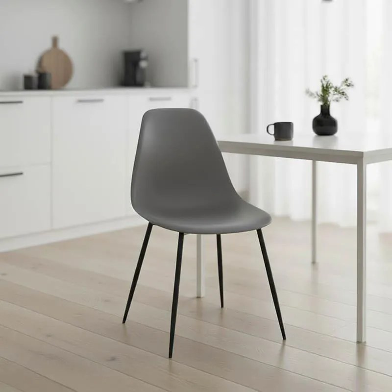 Καρέκλα Ballen pp μαύρο με ανθρακί μεταλλικά πόδια 41.5x53x84.5εκ 4αδα 41.5x53x84.5 εκ.