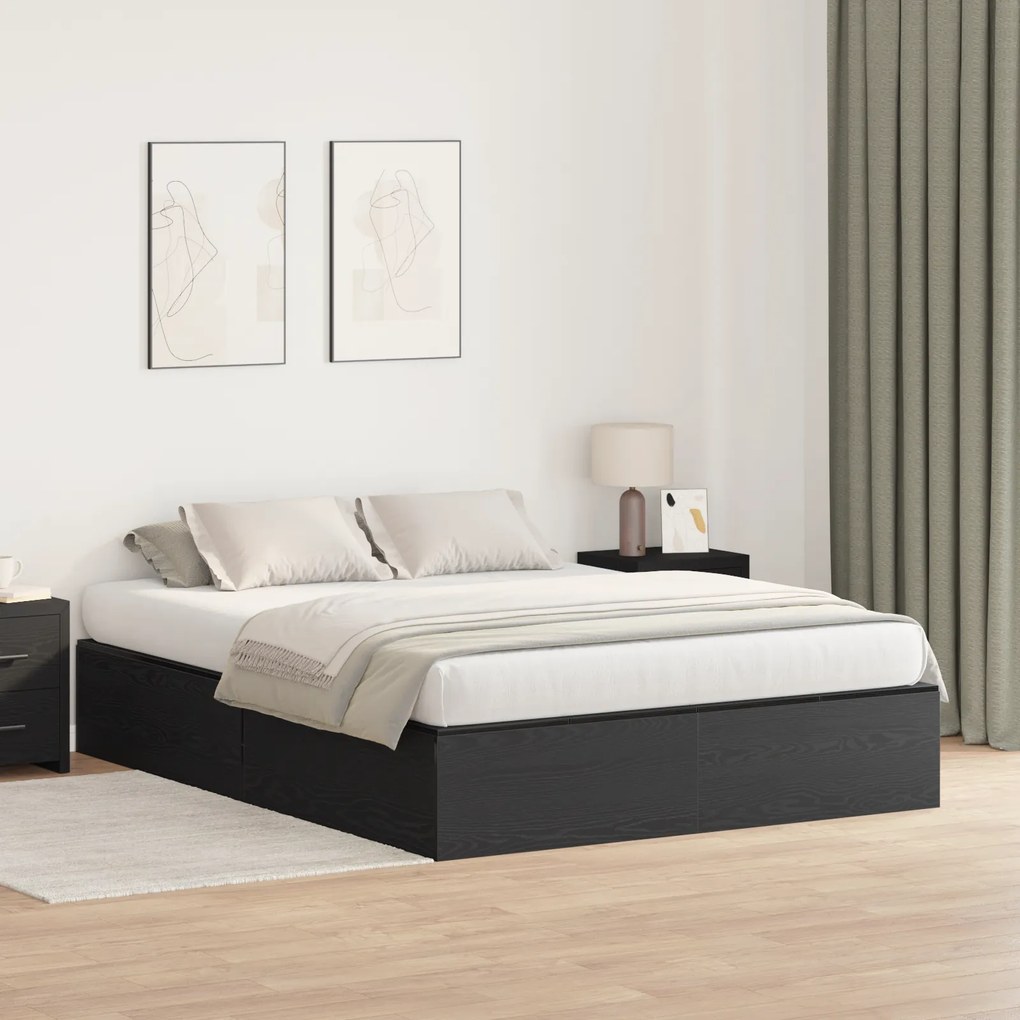 vidaXL Κρεβάτι Αποθήκευσης Μαύρο Βελανίδι 140x200 εκ.