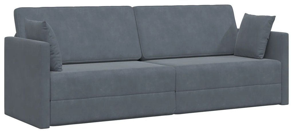 vidaXL Καναπές-κλίνες 2 σε 1 Σκούρος Γκρι 213x144x60 cm Βελούδο