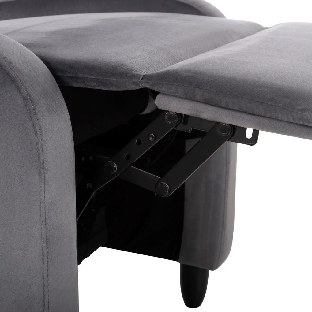 Πολυθρόνα HIBER RELAX C9782.01 Γκρί Βελούδο 67,5x90x104Υ εκ. 67.5x90x104 εκ.