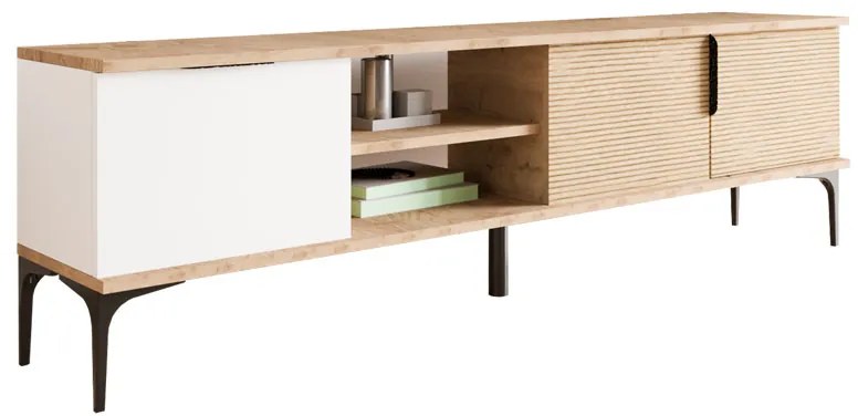 Έπιπλο τηλεόρασης Kowel pakoworld μελαμίνης λευκό-oak 180x34x51εκ (1 τεμάχια)